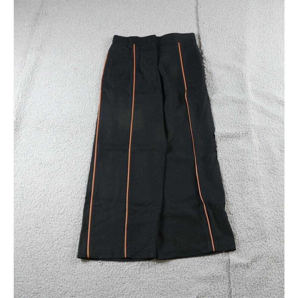 Loewe Womens Pants Black Wool Blend Orange Striped 36 Wide Leg Spain